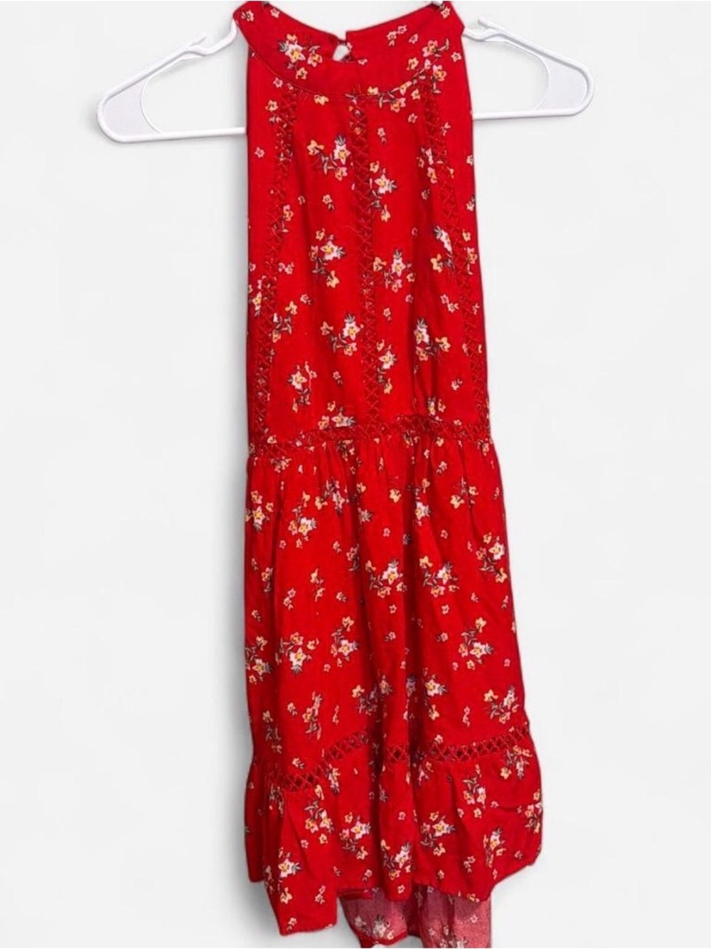 Floral Red Halter Mini Dress